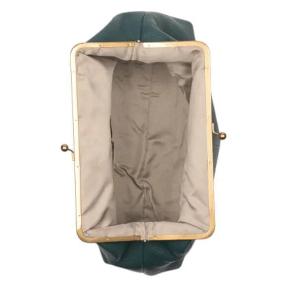 AMERICAN LEATHER CO. Leather Oversized Kiss Lock Clutch - Picture 2 of 4